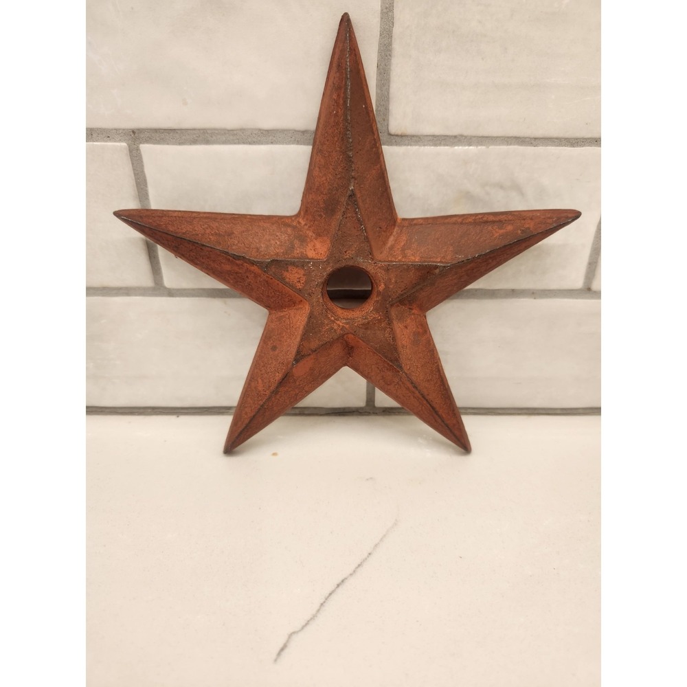 Cast Iron Layered 7.5 Primitive Star with Center Hole Wall Decor Farmhouse Barn